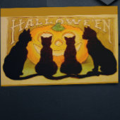 zwarte katten en Jack O'Lantern Briefkaart