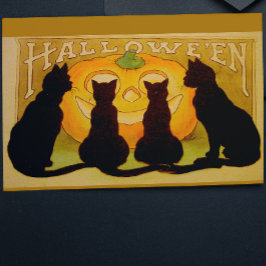 zwarte katten en Jack O'Lantern Briefkaart