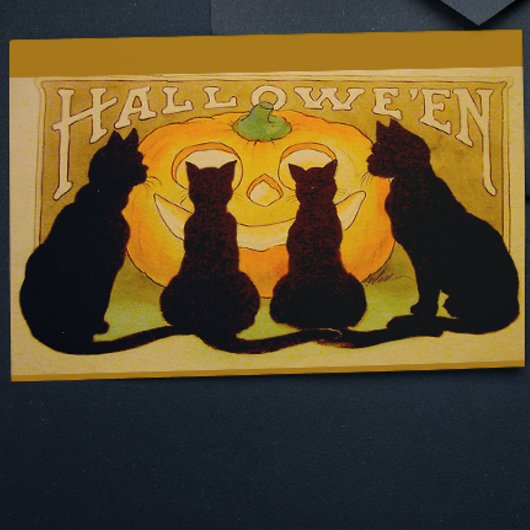 zwarte katten en Jack O'Lantern Kaart