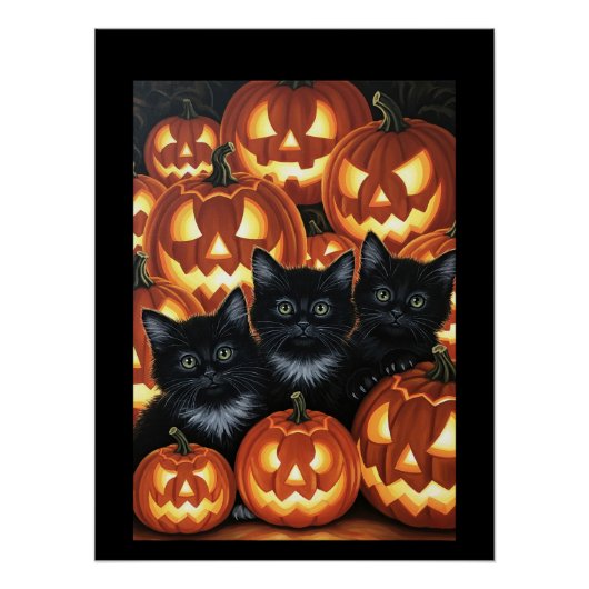 Zwarte katten en Jack O'Lanterns Perfect Poster (Voorkant)