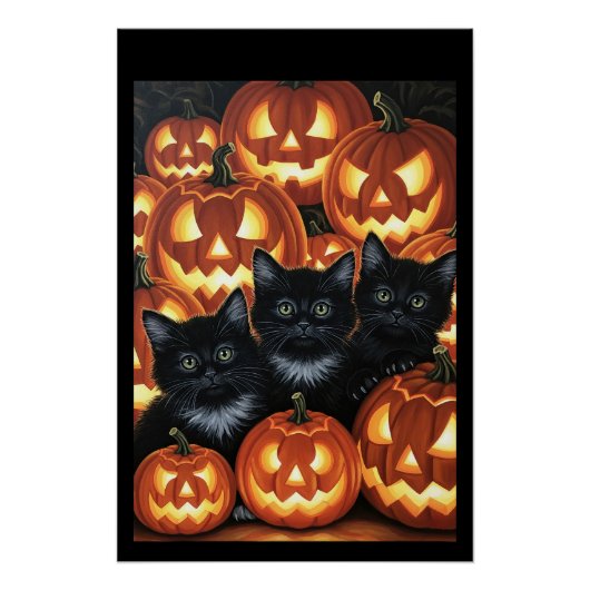 Zwarte katten en Jack O'Lanterns Perfect Poster (Voorkant)