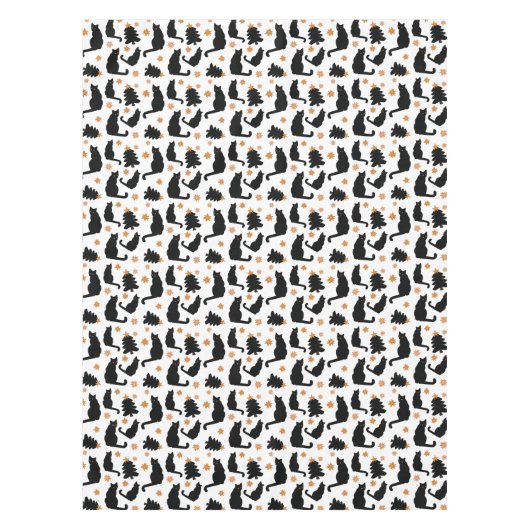 Zwarte katten en kerstbomen tafelkleed (Voorkant)