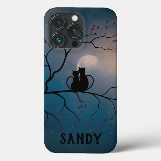 Zwarte katten en maan en sterren Case-Mate iPhone case (Achterkant)