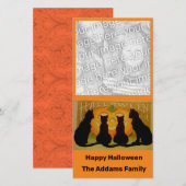 Zwarte katten en pompoen Halloween Feestdagenkaart (Voorkant / Achterkant)