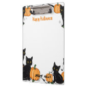 Zwarte katten en pompoen Happy Halloween Klembord (Links)