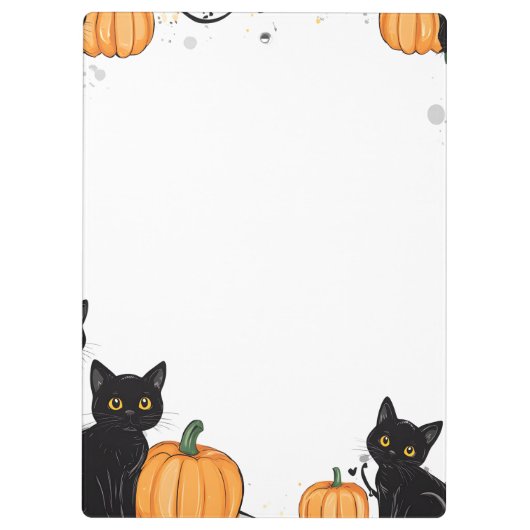 Zwarte katten en pompoen Happy Halloween Klembord (Achterkant)