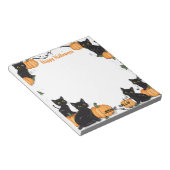 Zwarte katten en pompoen Happy Halloween Notitieblok (Schuin)