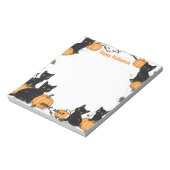 Zwarte katten en pompoen Happy Halloween Notitieblok (Linkerzijde)
