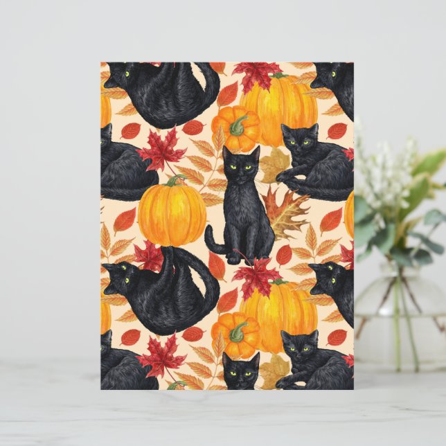 Zwarte katten en pompoenen (Staand voorkant)