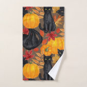 Zwarte katten en pompoenen 2 bad handdoek (Handdoek)