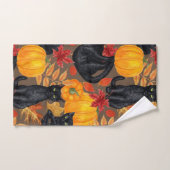 Zwarte katten en pompoenen 2 bad handdoek (Handdoek)