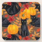 Zwarte katten en pompoenen 2 bier onderzetter (Voorkant)