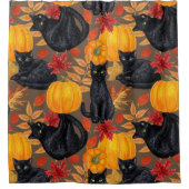 Zwarte katten en pompoenen 2 douchegordijn (Voorkant)