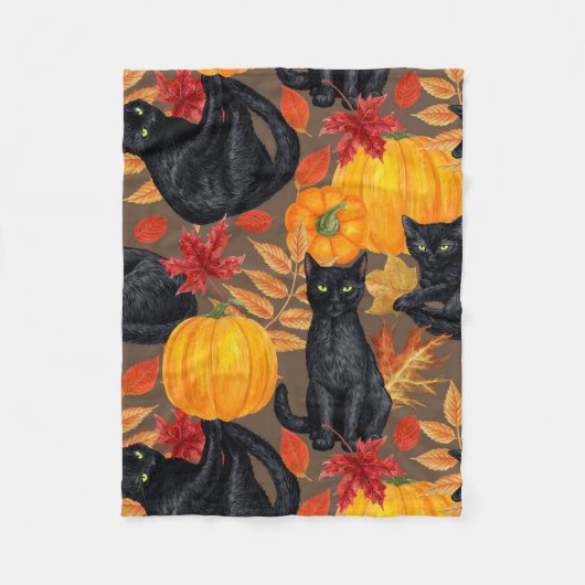 Zwarte katten en pompoenen 2 fleece deken (Voorkant)