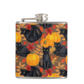 Zwarte katten en pompoenen 2 heupfles (Voorkant)