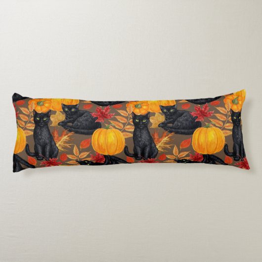 Zwarte katten en pompoenen 2 lichaamskussen (Achterkant)