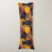 Zwarte katten en pompoenen 2 lichaamskussen (Voorkant Verticaal)