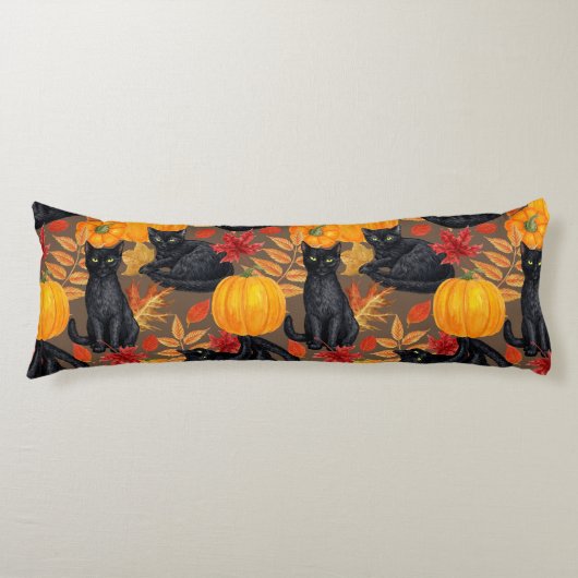 Zwarte katten en pompoenen 2 lichaamskussen (Voorkant)
