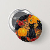 Zwarte katten en pompoenen 2 ronde button 5,7 cm (Voorkant /achterkant)