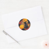 Zwarte katten en pompoenen 2 ronde sticker (Envelop)