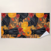 Zwarte katten en pompoenen 2 strandlaken (Voorkant)