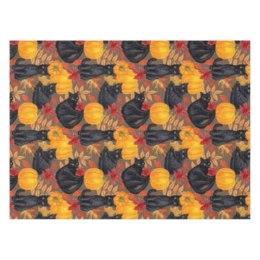 Zwarte katten en pompoenen 2 tafelkleed (Voorkant (Horizontaal))