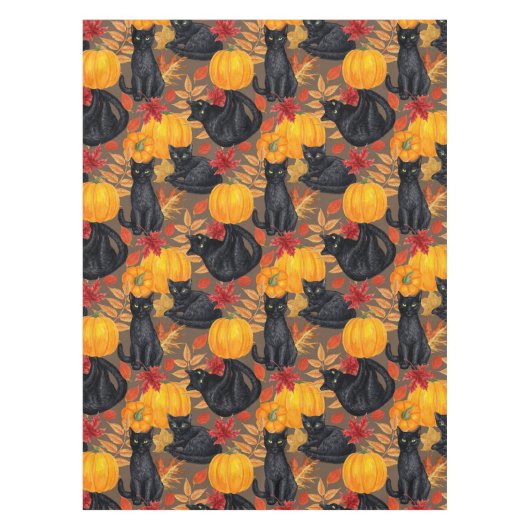 Zwarte katten en pompoenen 2 tafelkleed (Voorkant)