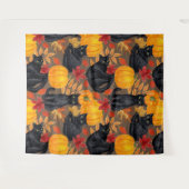 Zwarte katten en pompoenen 2 wandkleed (Voorkant (horizontaal))