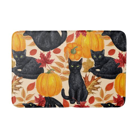 Zwarte katten en pompoenen badmat (Voorkant)