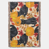 Zwarte katten en pompoenen deken (Voorkant Verticaal)