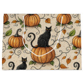 Zwarte katten en pompoenen Halloween patroon Groot Cadeauzakje (Voorkant)