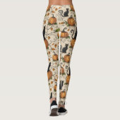 Zwarte katten en pompoenen Halloween patroon Leggings (Achterkant)