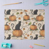 Zwarte katten en pompoenen Halloween patroon Tissuepapier (Craft)