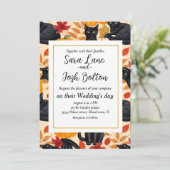 Zwarte katten en pompoenen kaart (Staand voorkant)