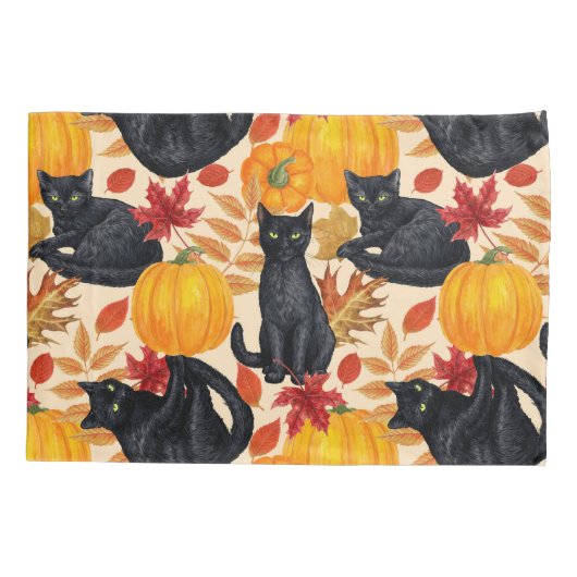 Zwarte katten en pompoenen kussensloop (Achterkant-Links)