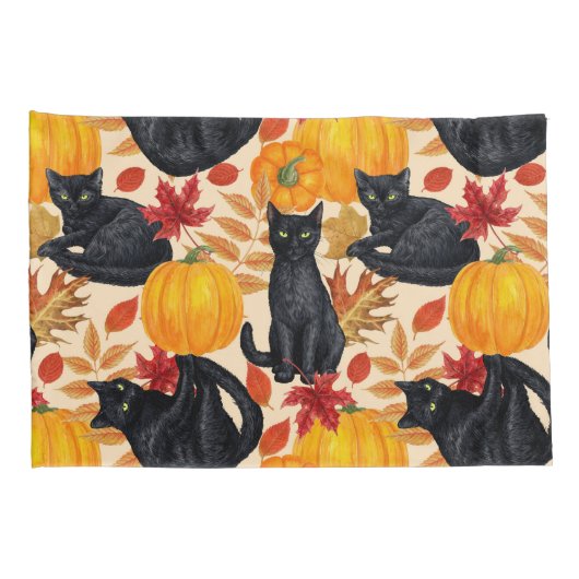 Zwarte katten en pompoenen kussensloop (Achterkant-Rechts)