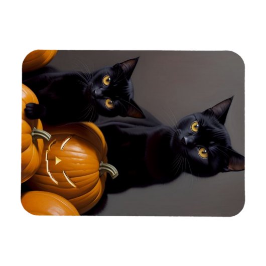 Zwarte katten en pompoenen magneet (Horizontaal)