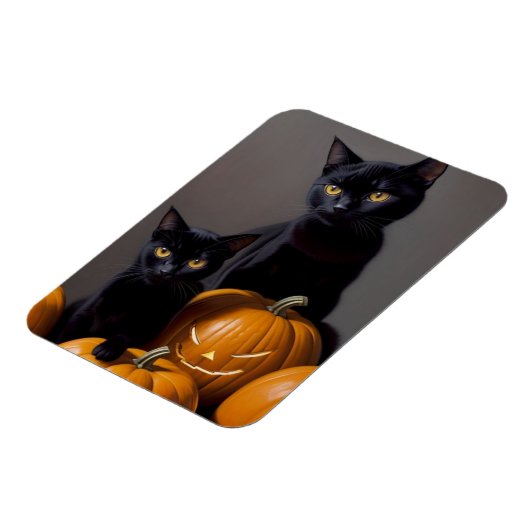 Zwarte katten en pompoenen magneet (Linkerzijde)
