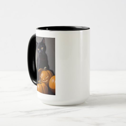 Zwarte katten en pompoenen mok (Voorkant links)
