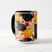 Zwarte katten en pompoenen mok (Voorkant links)