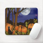 Zwarte katten en pompoenen Mousepad Muismat (Met muis)