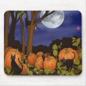 Zwarte katten en pompoenen Mousepad Muismat (Voorkant)