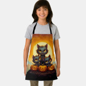 Zwarte katten en pompoenen schattig Halloween Schort (Insitu)