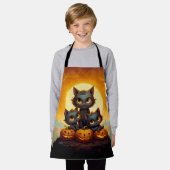 Zwarte katten en pompoenen schattig Halloween Schort (Gedragen)