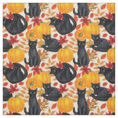 Zwarte katten en pompoenen stof (Swatch)