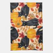 Zwarte katten en pompoenen theedoek (Verticaal)