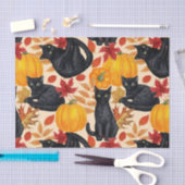 Zwarte katten en pompoenen tissuepapier (Craft)