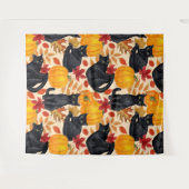 Zwarte katten en pompoenen wandkleed (Voorkant (horizontaal))