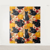 Zwarte katten en pompoenen wandkleed (Voorkant)