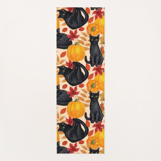 Zwarte katten en pompoenen yogamat (Voorkant)